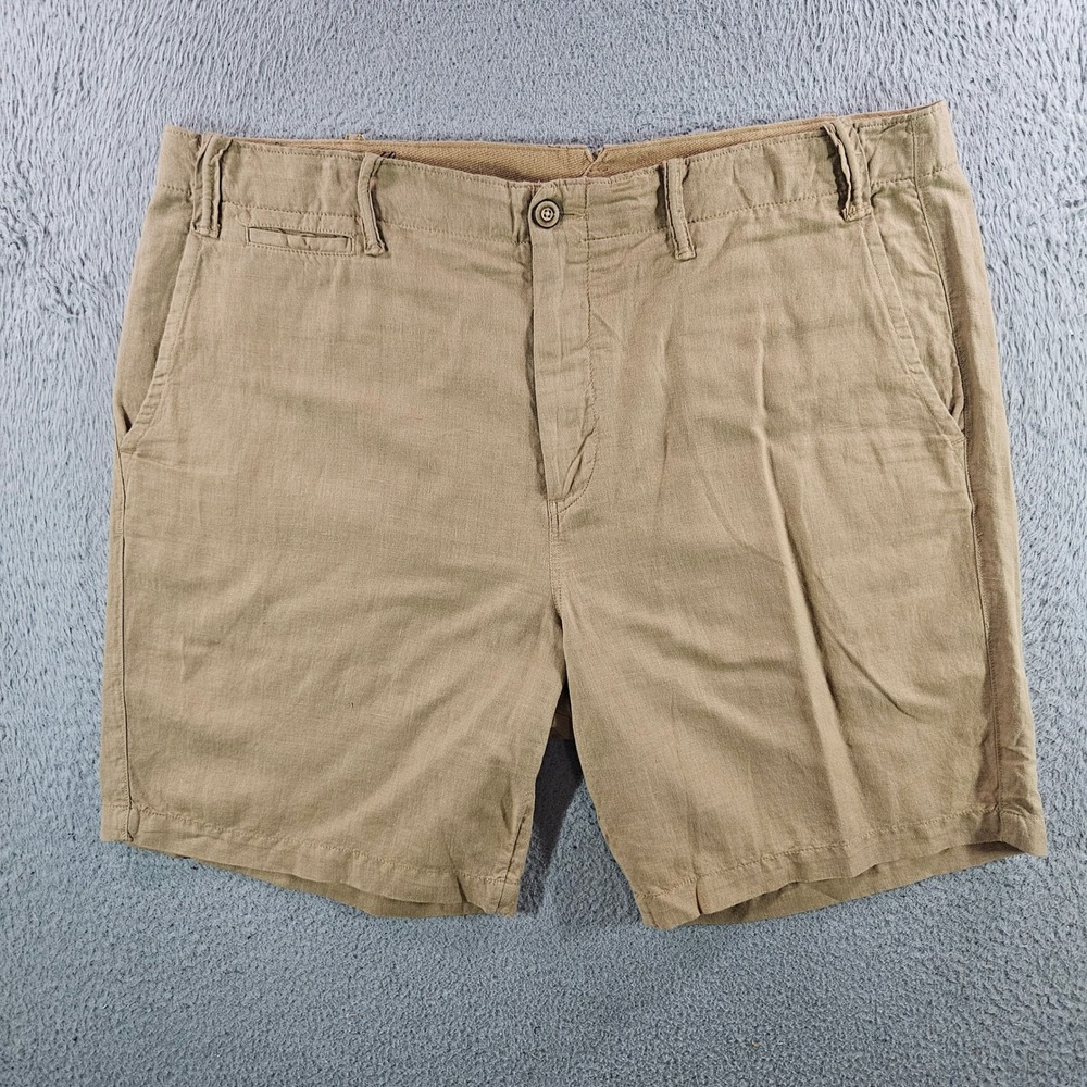 Polo Ralph Lauren Mens Classic Fit Linen Blend Shorts Tan Khaki 36